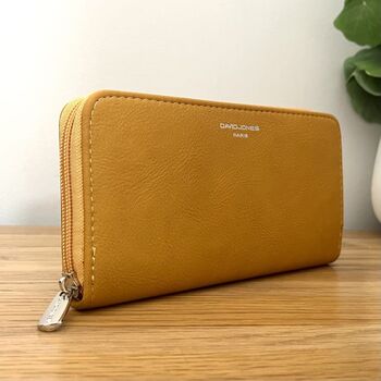 Faux Leather Purse In Mustard Yellow, 2 of 3