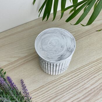 Grey Marbled Ridged Storage Pot With Lid, 2 of 5