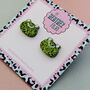 Frog Glitter Stud Earrings, thumbnail 4 of 5
