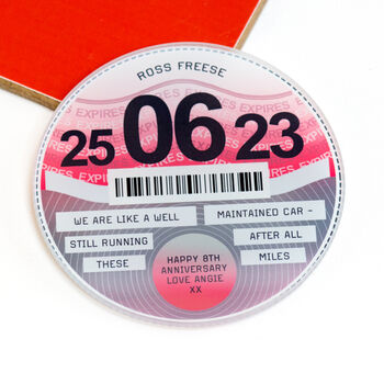 Personalised Tax Disc Glass Anniversary Gift, 3 of 5