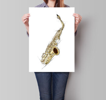 Saxophone Sketch Style Print, 3 of 4