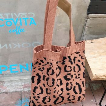 Knitted Leopard Print Large Shoulder Bag, 3 of 7