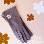 Embroidered Birth Flower Merino Wool Touch Screen Gloves, thumbnail 2 of 12