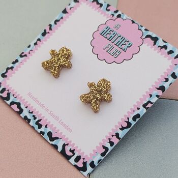 Gold Gingerbread Christmas Stud Resin Earrings, 4 of 4