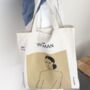 Woman Face Artist White Canvas Tote Bag, thumbnail 3 of 7
