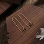 Black Star Cz Threader Earrings In Sterling Silver, thumbnail 5 of 9