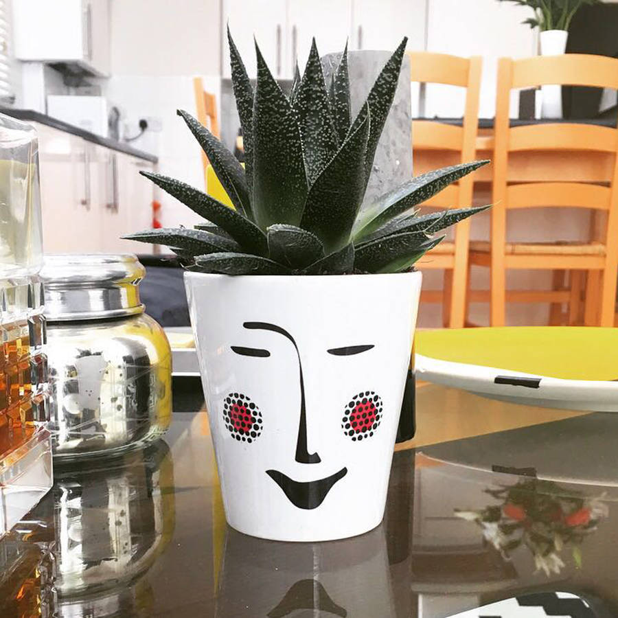 Colourful Face Flower Plant Pots By Pushka Home Notonthehighstreet Com   Original Monochrome Face Flower Plant Pots For Home And Garden 