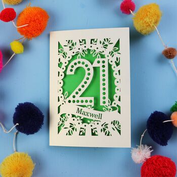 Personalised 21st Birthday Card Papercut Spotty Design, 5 of 9