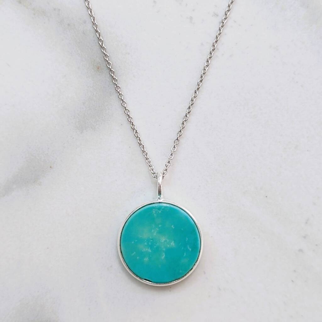 'The Circle' Turquoise Gemstone Necklace Sterling Silver By Lapis London