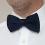 Men's Handmade Knitted Bow Tie In Navy Blue | Perfect Wedding Neck Tie For Groomsmen | Gents Woven Tie, thumbnail 1 of 12