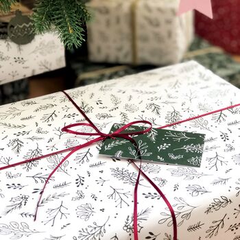 Festive Greenery White Wrapping Paper, 6 of 12