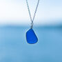 Cornish Sea Glass Pendant Rare Blue No. Two, thumbnail 1 of 6
