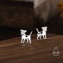 Sterling Silver Tiny Jack Russell Dog Stud Earrings, thumbnail 1 of 12