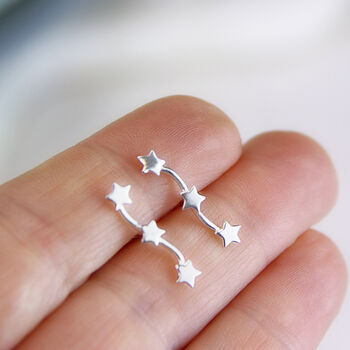 Sterling Silver Star Climber Earrings, 4 of 7