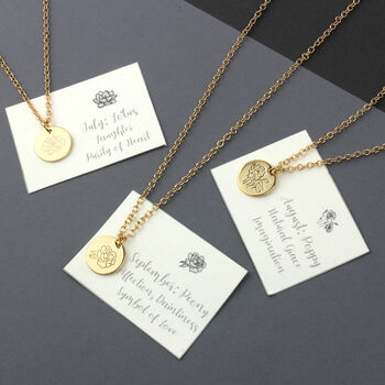 Etched Birth Flower Necklaces, 3 of 12