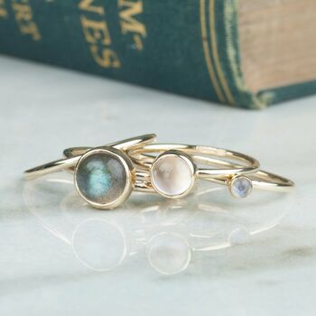 Solid Gold Labradorite Frozen Stacking Rings, 4 of 8
