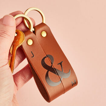 Personalised Couples Leather Keyring Set, 2 of 5