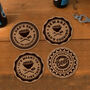 Set Of Four Loft BBQ Round Cork Coasters In Gift Box, thumbnail 1 of 2