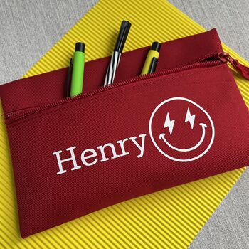 Personalised Stocking Filler Smiley Face Pencil Case, 3 of 4