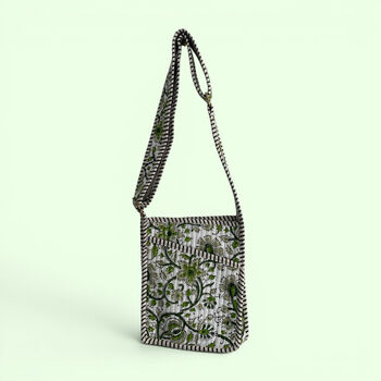 Mini Cross Body Bag | Green Block Print Floral, 3 of 5