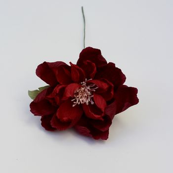 Deep Red Single Stem Paper Flower, 3 of 4