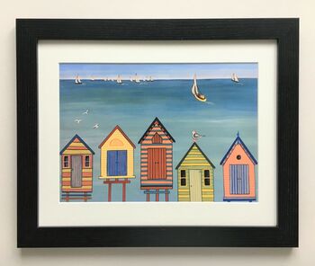 'Beach Huts' Framed Limited Edition Seaside Print, 5 of 5