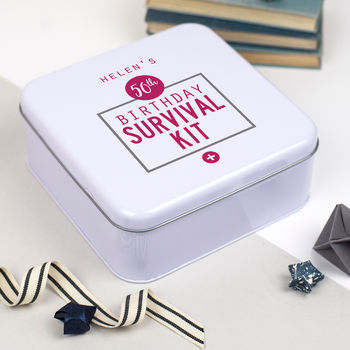 Personalised 50th Birthday Survival Tin, 3 of 5