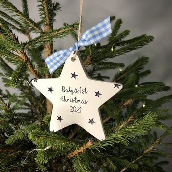 Personalised Baby's First Christmas 2023 Ceramic Star, 3 of 6