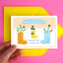 Personalised New Baby Welly Boots Greeting Card, thumbnail 3 of 5