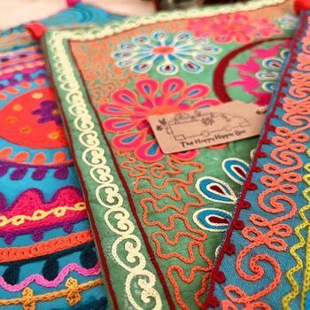 Vibrant Embroidered Bohemian Hippie Cushion Covers, 5 of 11