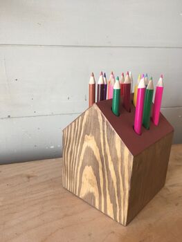 Little Wooden House Pencil Holder, 3 of 5