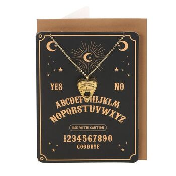 Talking Board Planchette Necklace Greeting Card, 2 of 4
