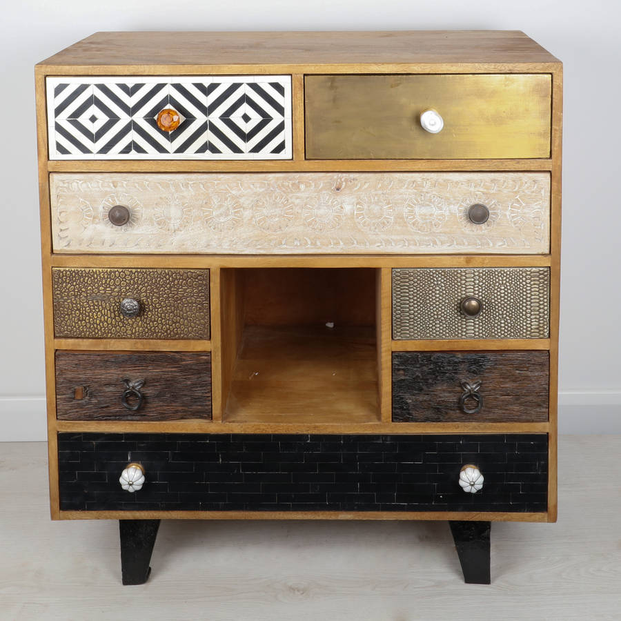 mango wood retro eight drawer chest by dibor