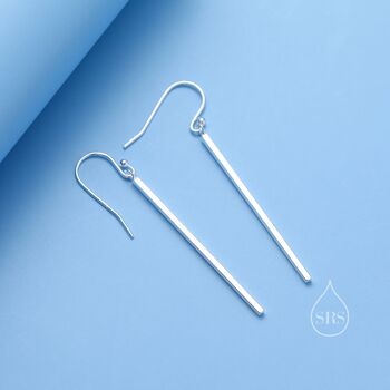 Sterling Silver Asymmetric Dangle Bar Earrings In Sterling Silver, 8 of 12