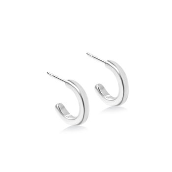 Sterling Silver Square Section Little Hoop Earrings, 2 of 3