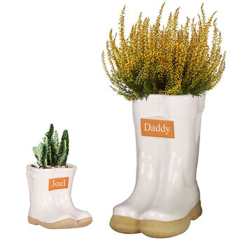 Personalised White Welly Boots Planters Gift Set, 2 of 8