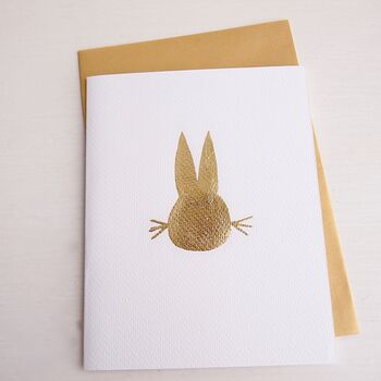 Handmade Gold Leaf Easter Bunny Rabbit Card, 4 of 7