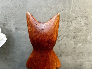 32cm Handcarved Lotus Yoga Cat Wooden Ornament Decor, 7 of 12