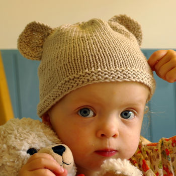 Baby Merino Teddy Hat Beginner Knitting Kit, 2 of 6