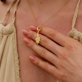 Oak Leaf Charm Necklace, Sterling Silver Or Gold Plated, 4 of 11