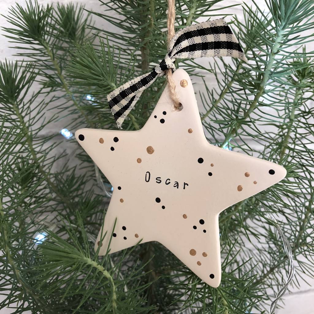 Personalised Name Christmas Hand Painted Ceramic Star