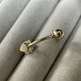 9ct Gold Belly Bar Piercing With Clear Cz Crystal Heart, thumbnail 3 of 4