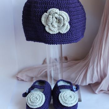 Hand Crochet Purple Baby Shoes, 2 of 2