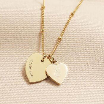 Personalised Stainless Steel Double Heart Charm Necklace, 4 of 8