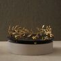 Handmade Round Black Glass Tray With Gold Coral Accents, thumbnail 1 of 2