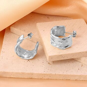 Wide Textured Hoop In Gold/Silver, 4 of 5