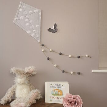 Soft Grey And White Kite Hanging Felt Pom Pom, 6 of 9