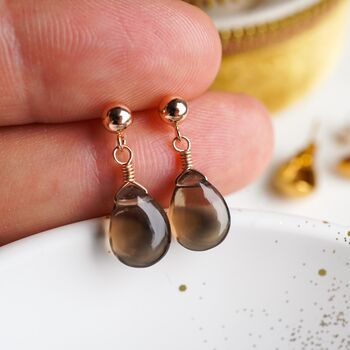 Smoky Quartz Stud Earrings, 6 of 12