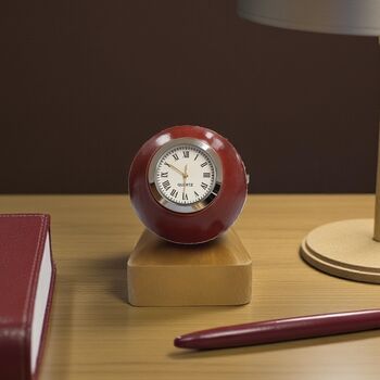Cricket Ball Clock With Personalised Wood Plinth, 3 of 12