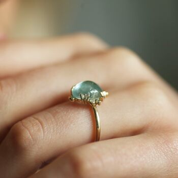 Diamond And Aquamarine Cocktail Ring In 9ct Gold, 5 of 6